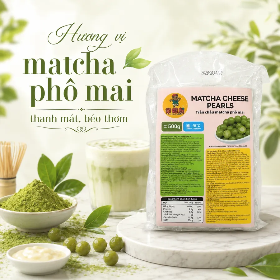 Trân châu matcha nhân phô mai